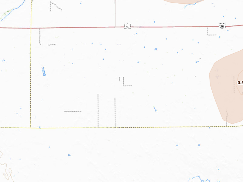 Radar-estimated hail-size map of the storm over Joes, CO on May 16, 2026