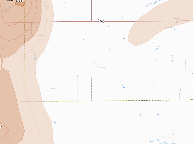 Radar-estimated hail-size map of the storm over Joes, CO on May 21, 2026