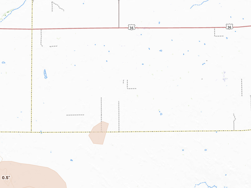 Radar-estimated hail-size map of the storm over Joes, CO on Jun 26, 2026