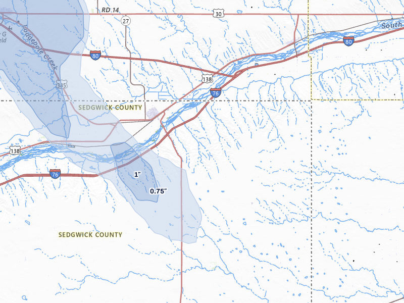 NEXRAD radar-signature map of the hail storm over Julesburg, CO on Jul 28, 2026