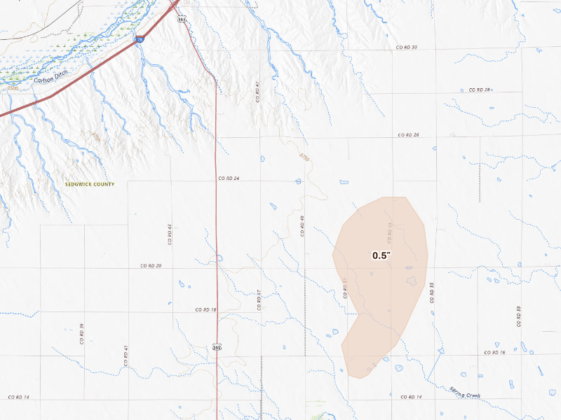 Radar-estimated hail-size map of the storm over Julesburg, CO