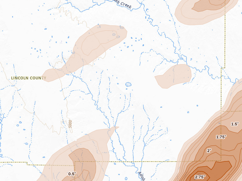 Radar-estimated hail-size map of the storm over Karval, CO