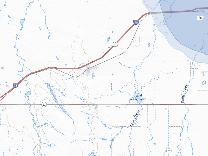 NEXRAD radar-signature map of the hail storm over Keenesburg, CO on Jul 8, 2026
