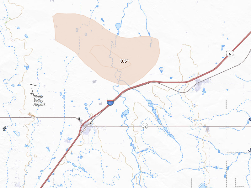 Radar-estimated hail-size map of the storm over Keenesburg, CO