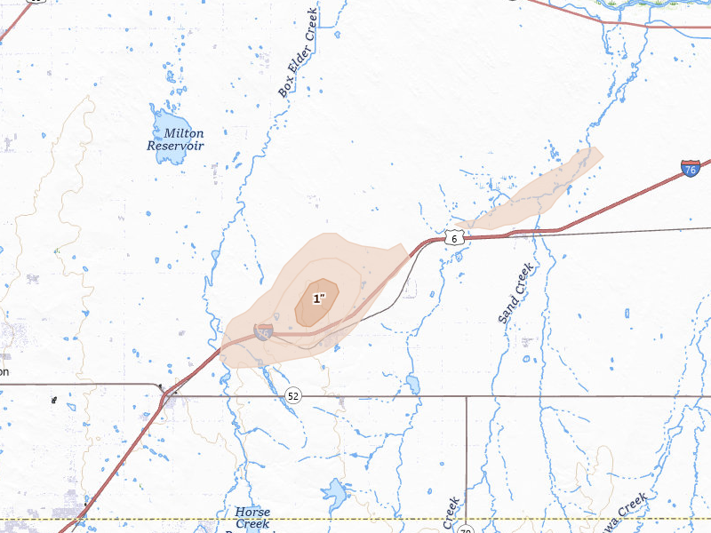 Radar-estimated hail-size map of the storm over Keenesburg, CO