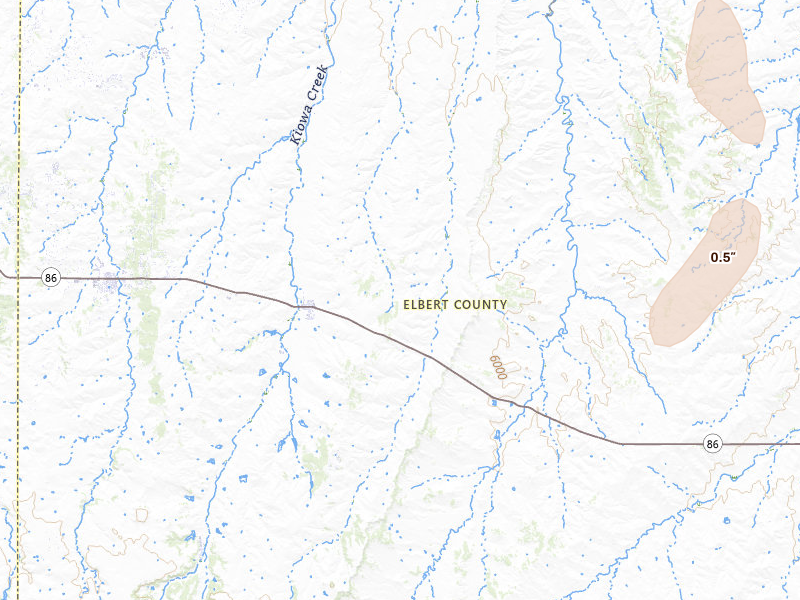 Radar-estimated hail-size map of the storm over Kiowa, CO on May 30, 2026