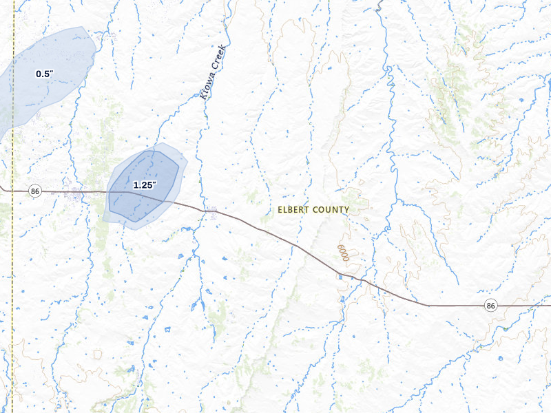 NEXRAD radar-signature map of the hail storm over Kiowa, CO on Jun 3, 2026
