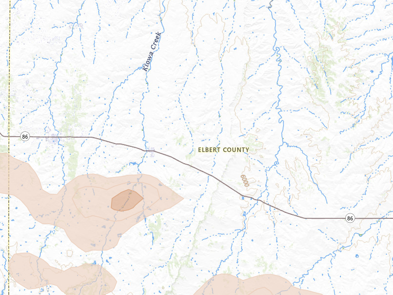 Radar-estimated hail-size map of the storm over Kiowa, CO on Jun 26, 2026