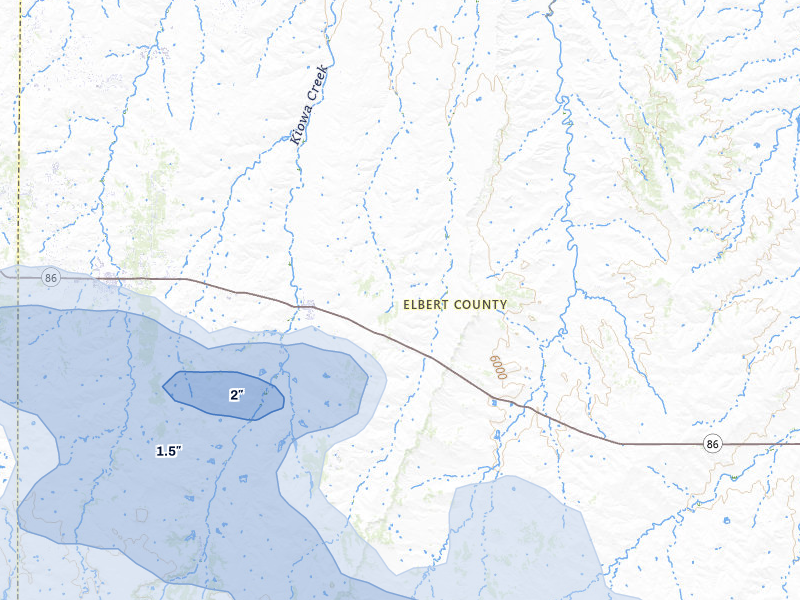 NEXRAD radar-signature map of the hail storm over Kiowa, CO on Jun 26, 2026