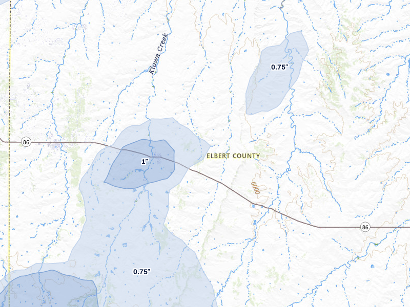 NEXRAD radar-signature map of the hail storm over Kiowa, CO on Jul 28, 2026