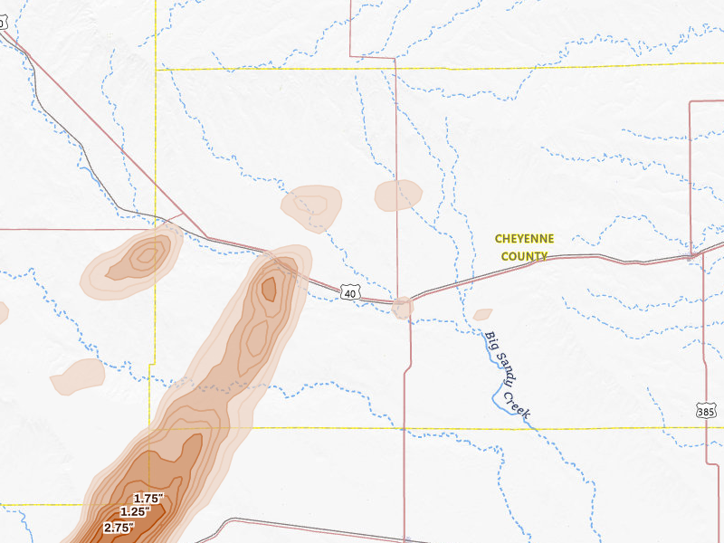 Radar-estimated hail-size map of the storm over Kit Carson, CO