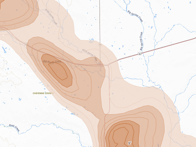 Radar-estimated hail-size map of the storm over Kit Carson, CO