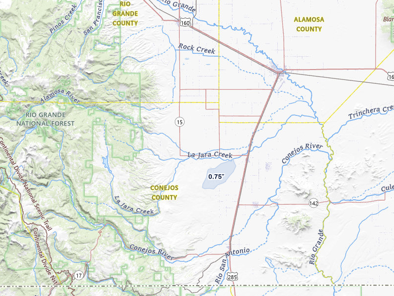 NEXRAD radar-signature map of the hail storm over La Jara, CO on Jul 22, 2026