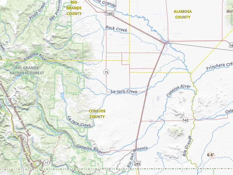 Radar-estimated hail-size map of the storm over La Jara, CO on Jul 27, 2026