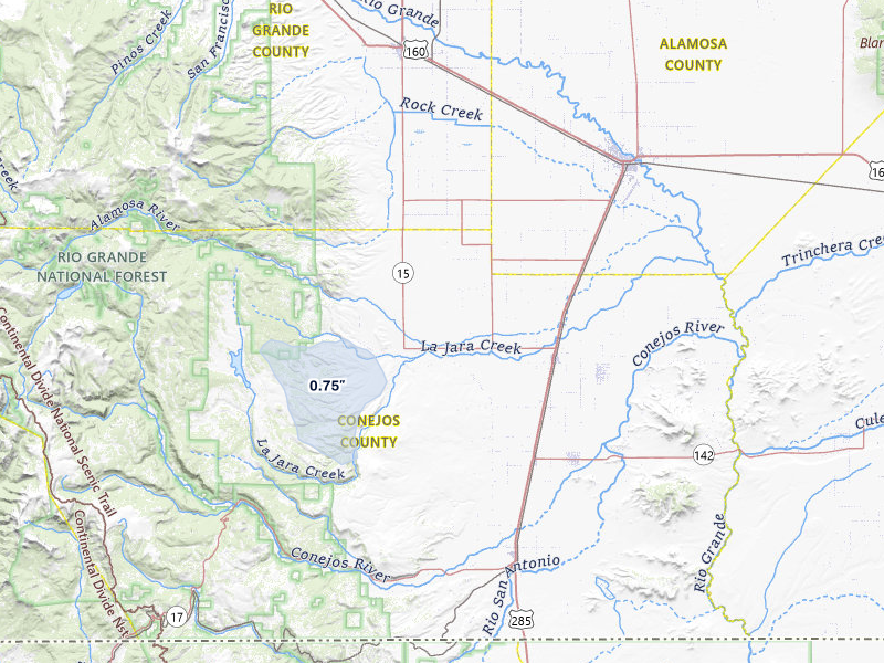 NEXRAD radar-signature map of the hail storm over La Jara, CO on Jul 31, 2026