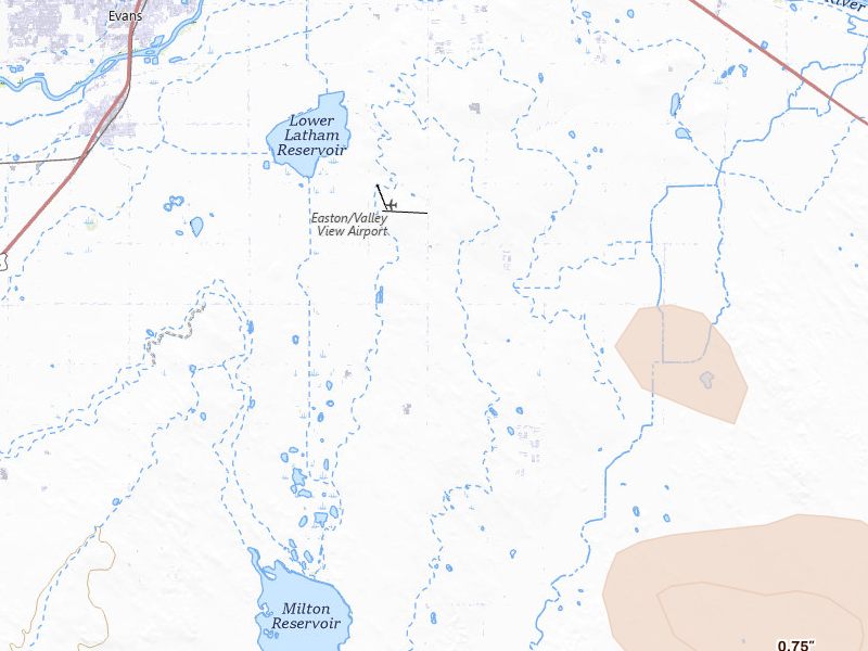 Radar-estimated hail-size map of the storm over La Salle, CO on Jul 8, 2026