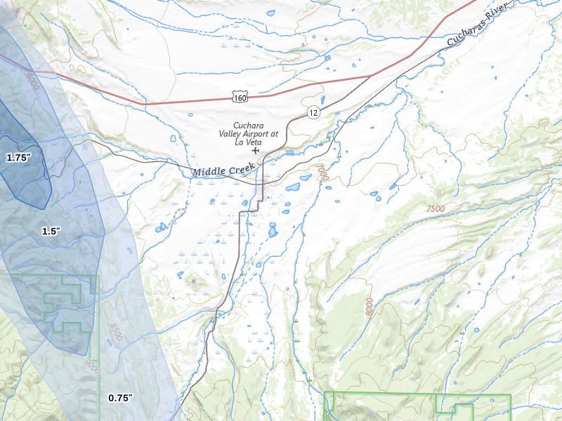 NEXRAD radar-signature map of the hail storm over La Veta, CO on Jul 31, 2026