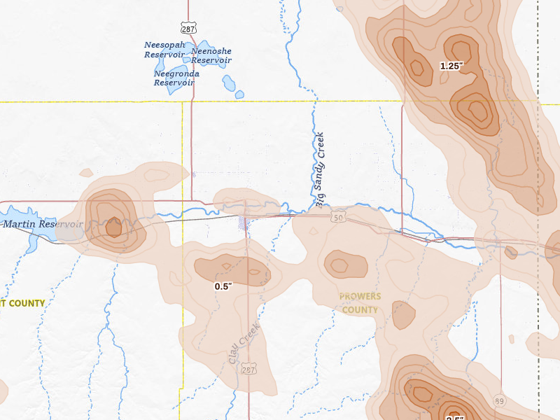 Radar-estimated hail-size map of the storm over Lamar, CO