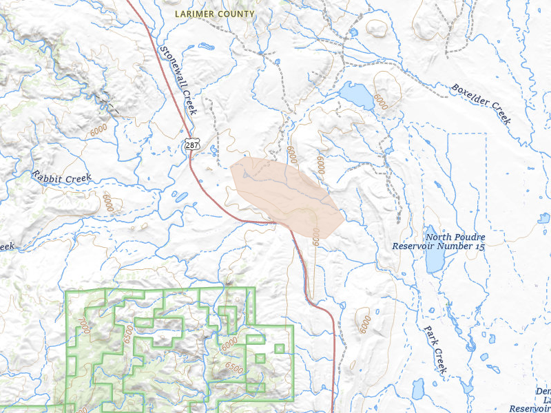 Radar-estimated hail-size map of the storm over Laporte, CO on Aug 26, 2026