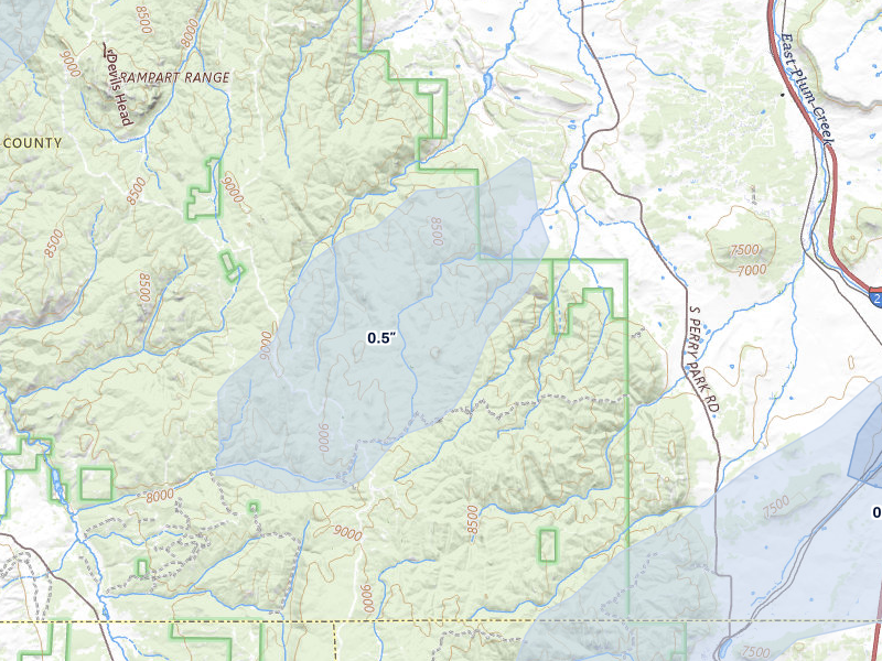 NEXRAD radar-signature map of the hail storm over Larkspur, CO on May 17, 2026