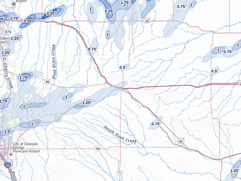 NEXRAD radar-signature map of the hail storm over Limon, CO on Jun 1, 2026