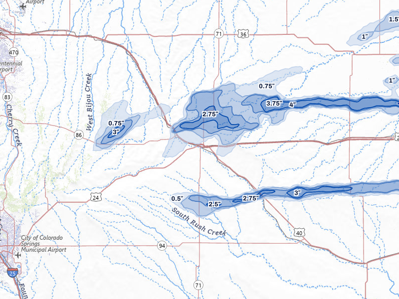 NEXRAD radar-signature map of the hail storm over Limon, CO on Jun 8, 2026