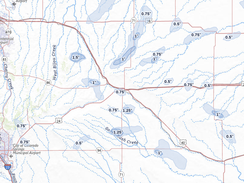 NEXRAD radar-signature map of the hail storm over Limon, CO on Jul 9, 2026