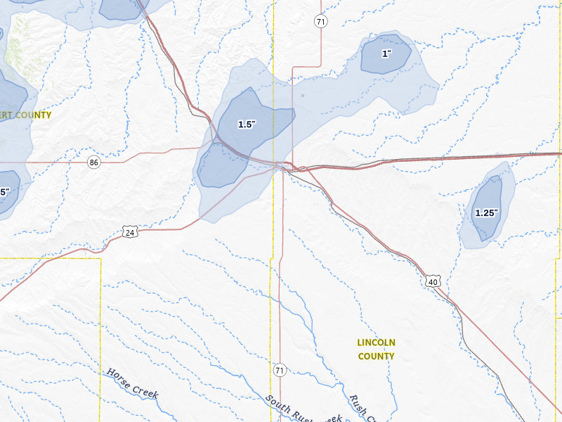 NEXRAD radar-signature map of the hail storm over Limon, CO on Aug 14, 2026
