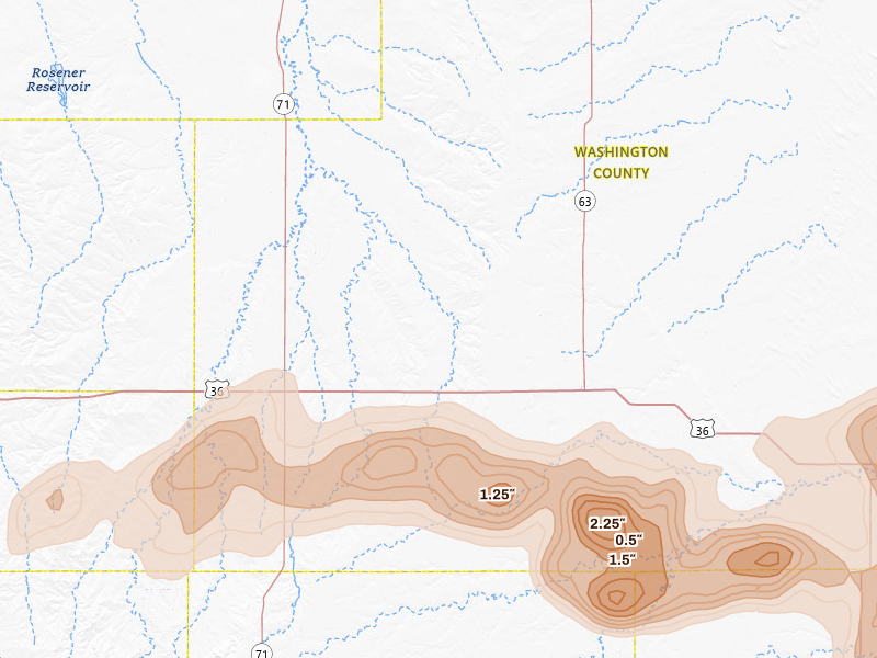 Radar-estimated hail-size map of the storm over Lindon, CO
