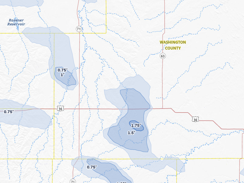 NEXRAD radar-signature map of the hail over Lindon, CO