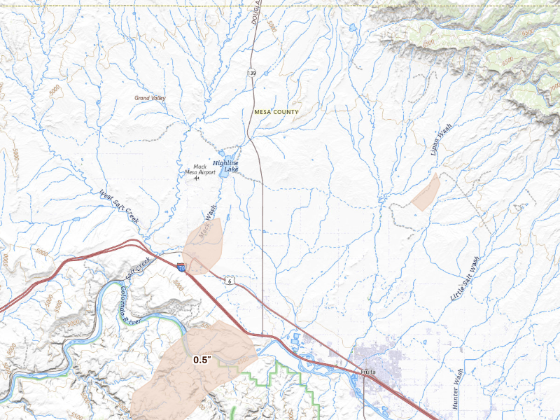 Radar-estimated hail-size map of the storm over Loma, CO