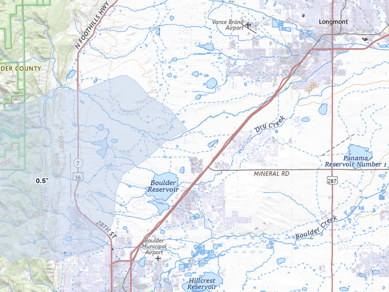 NEXRAD radar-signature map of the hail storm over Longmont, CO on Jul 28, 2026