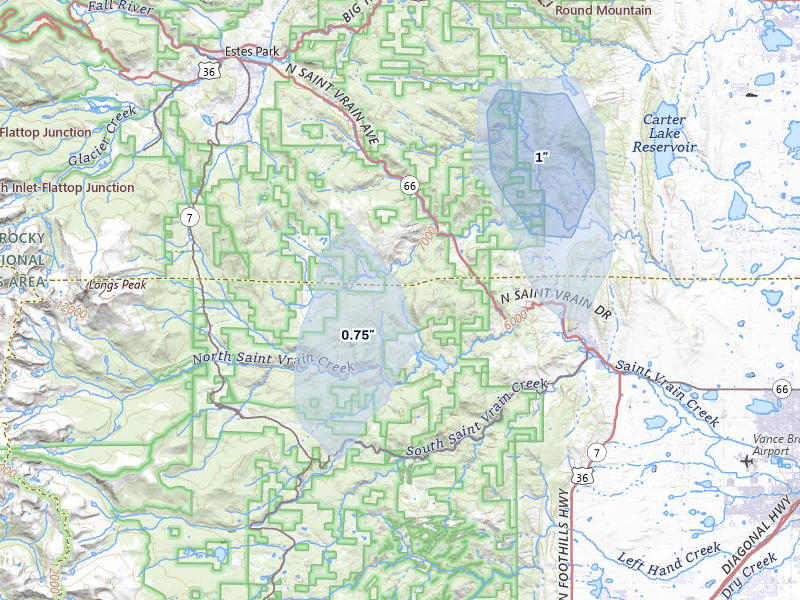 NEXRAD radar-signature map of the hail storm over Lyons, CO on May 28, 2026