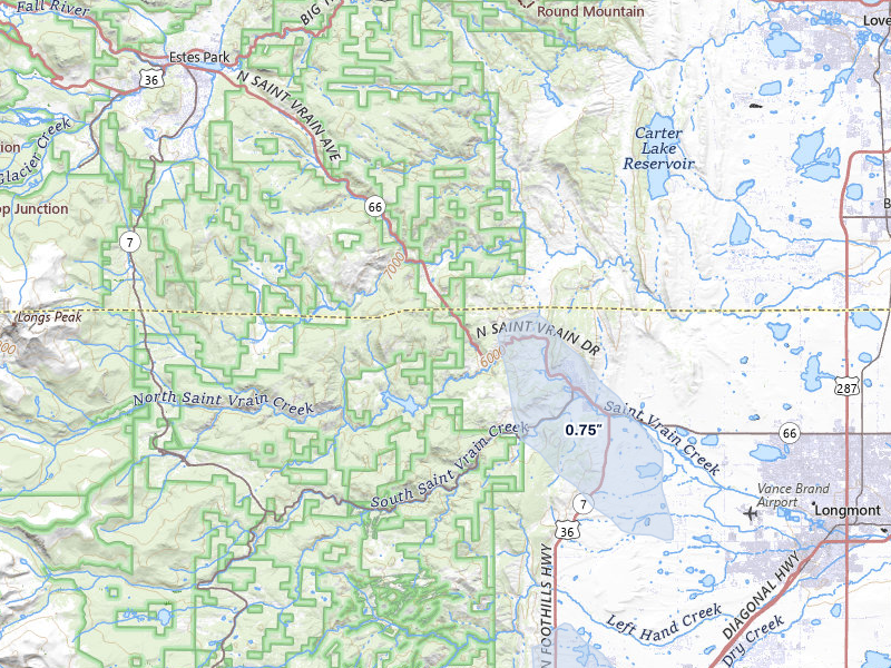 NEXRAD radar-signature map of the hail storm over Lyons, CO on Jul 31, 2026