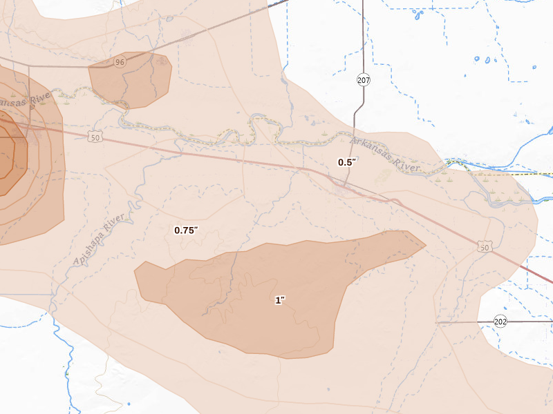 Radar-estimated hail-size map of the storm over Manzanola, CO