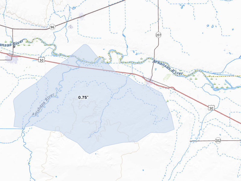 NEXRAD radar-signature map of the hail over Manzanola, CO