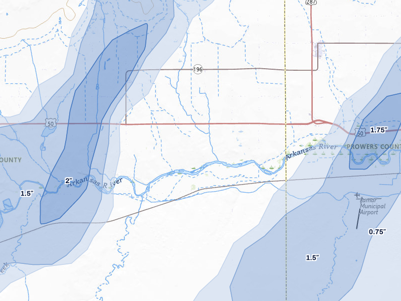 NEXRAD radar-signature map of the hail storm over Mc Clave, CO on Aug 14, 2026