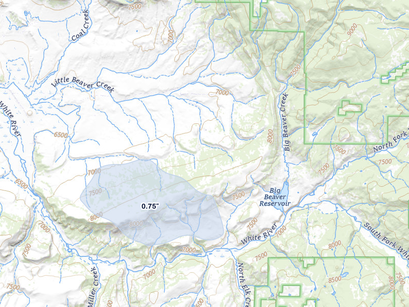 NEXRAD radar-signature map of the hail storm over Meeker, CO on Jul 8, 2026