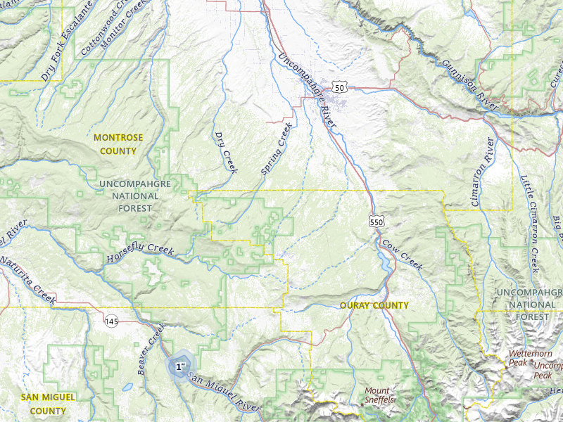 NEXRAD radar-signature map of the hail over Montrose, CO