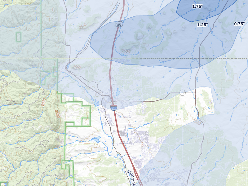 NEXRAD radar-signature map of the hail storm over Monument, CO on Jun 1, 2026
