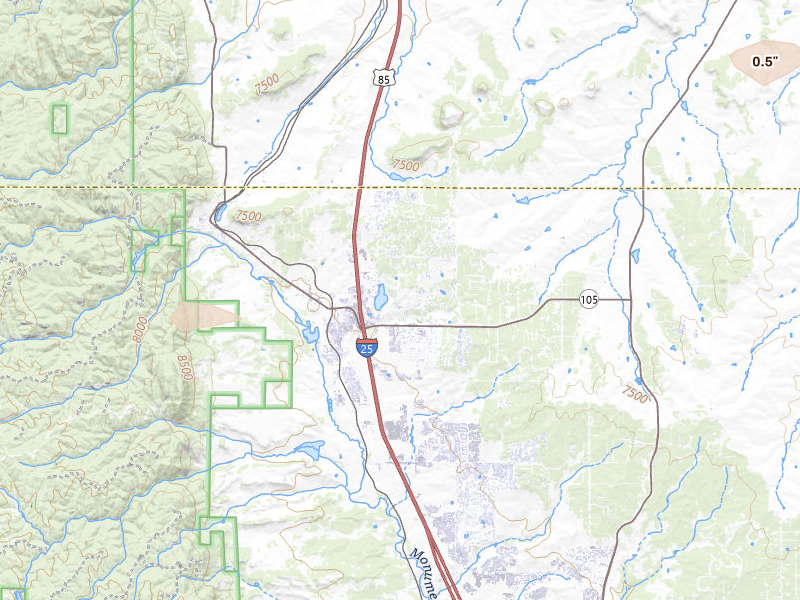 Radar-estimated hail-size map of the storm over Monument, CO on Jun 25, 2026