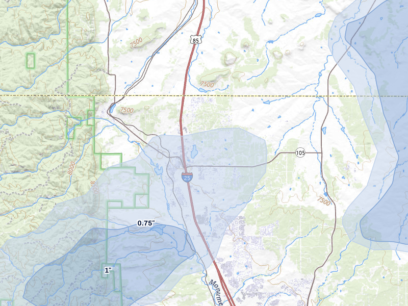 NEXRAD radar-signature map of the hail storm over Monument, CO on Jul 28, 2026