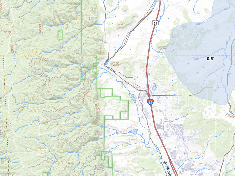 NEXRAD radar-signature map of the hail storm over Monument, CO on Jul 31, 2026