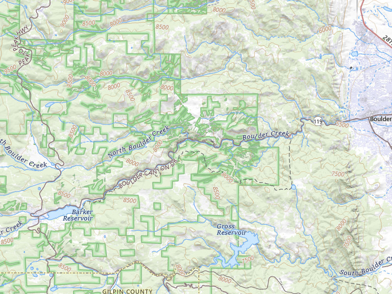 Radar-estimated hail-size map of the storm over Nederland, CO on May 17, 2026