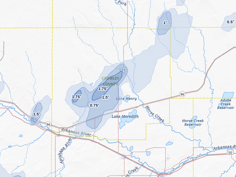 NEXRAD radar-signature map of the hail storm over Ordway, CO on Jul 29, 2026