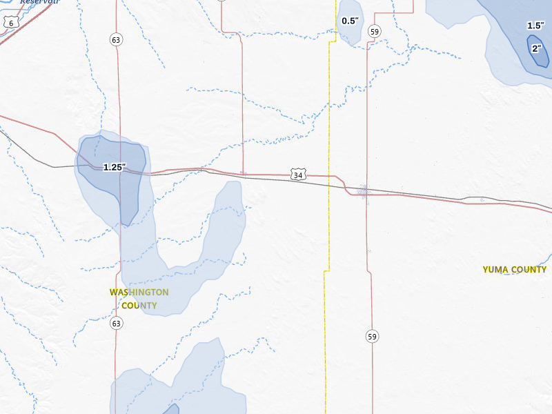 NEXRAD radar-signature map of the hail storm over Otis, CO on May 30, 2026