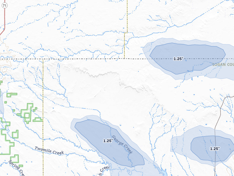 NEXRAD radar-signature map of the hail over Padroni, CO