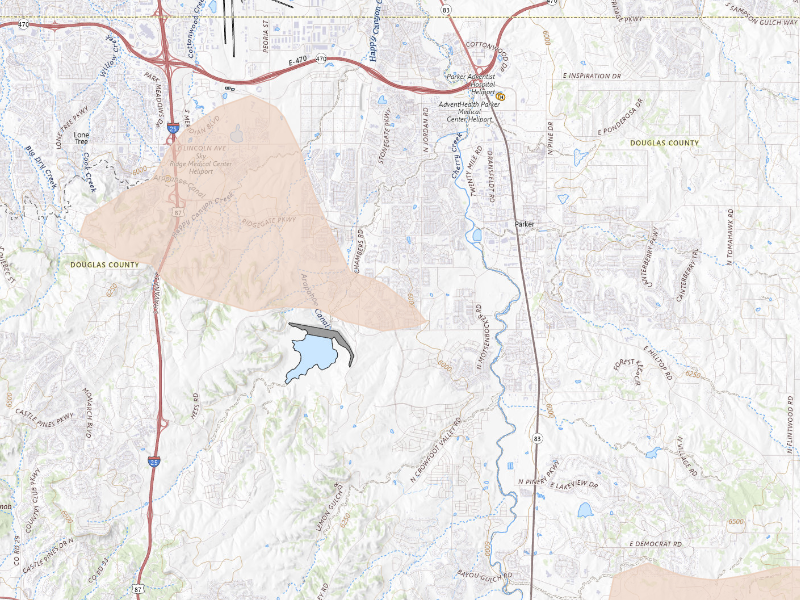Radar-estimated hail-size map of the storm over Parker, CO