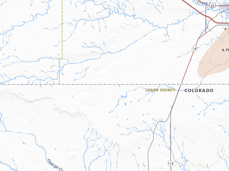 Radar-estimated hail-size map of the storm over Peetz, CO on Jun 9, 2026