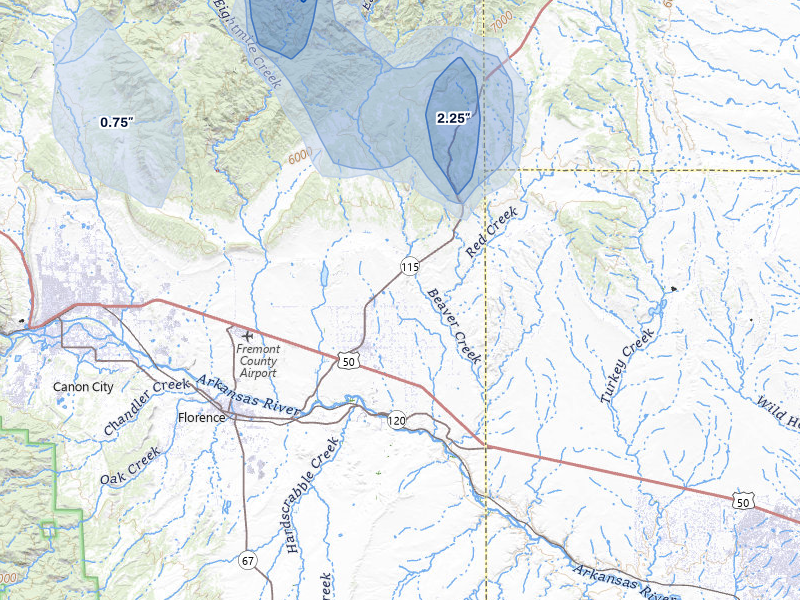 NEXRAD radar-signature map of the hail storm over Penrose, CO on Aug 26, 2026